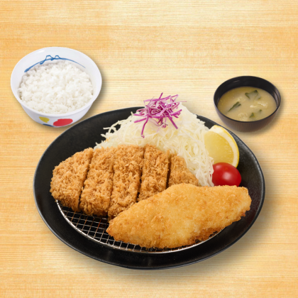 豬排鱈魚排雙拼定食