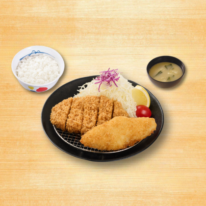 豬排鱈魚排雙拼定食